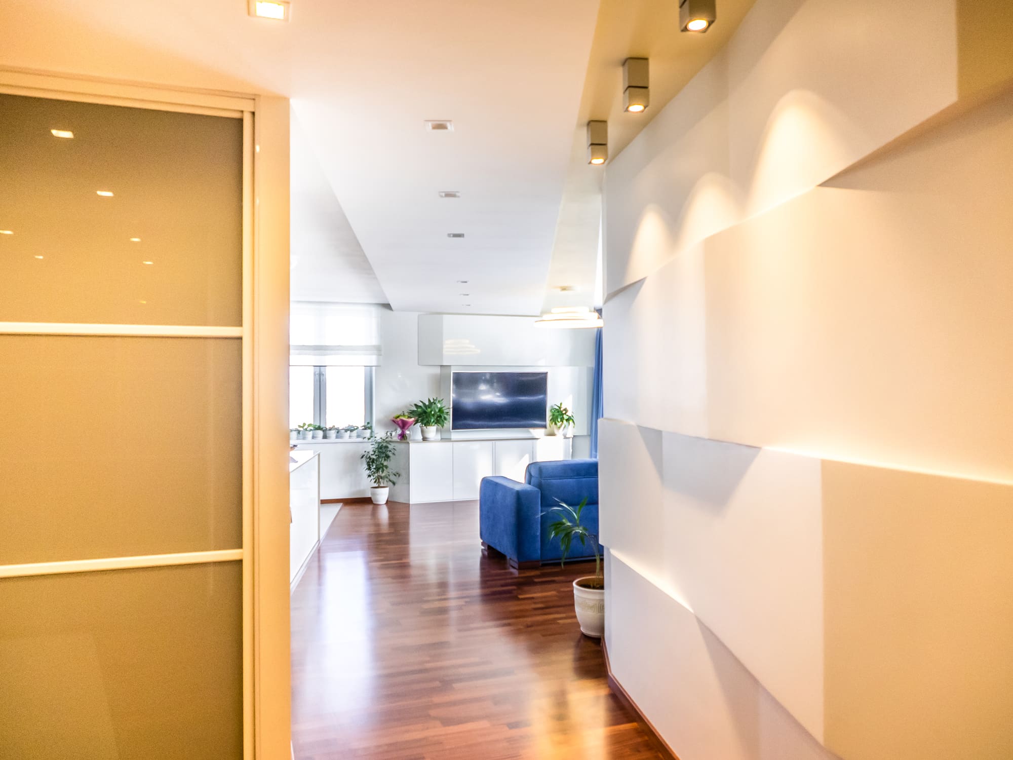 Kompozitsia_na_vkhode_v_gostinuyu_gipsovye_paneli_s_perepadom_i_podsvetkoy