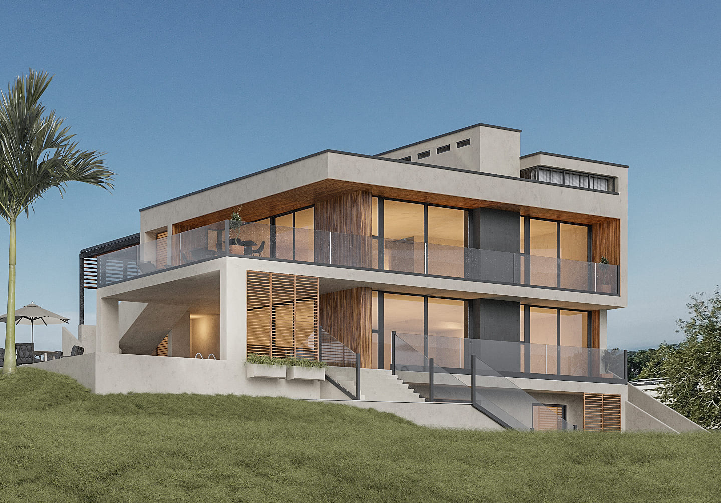 архитектурный проект двухэтажного проекта в стиле хай тек