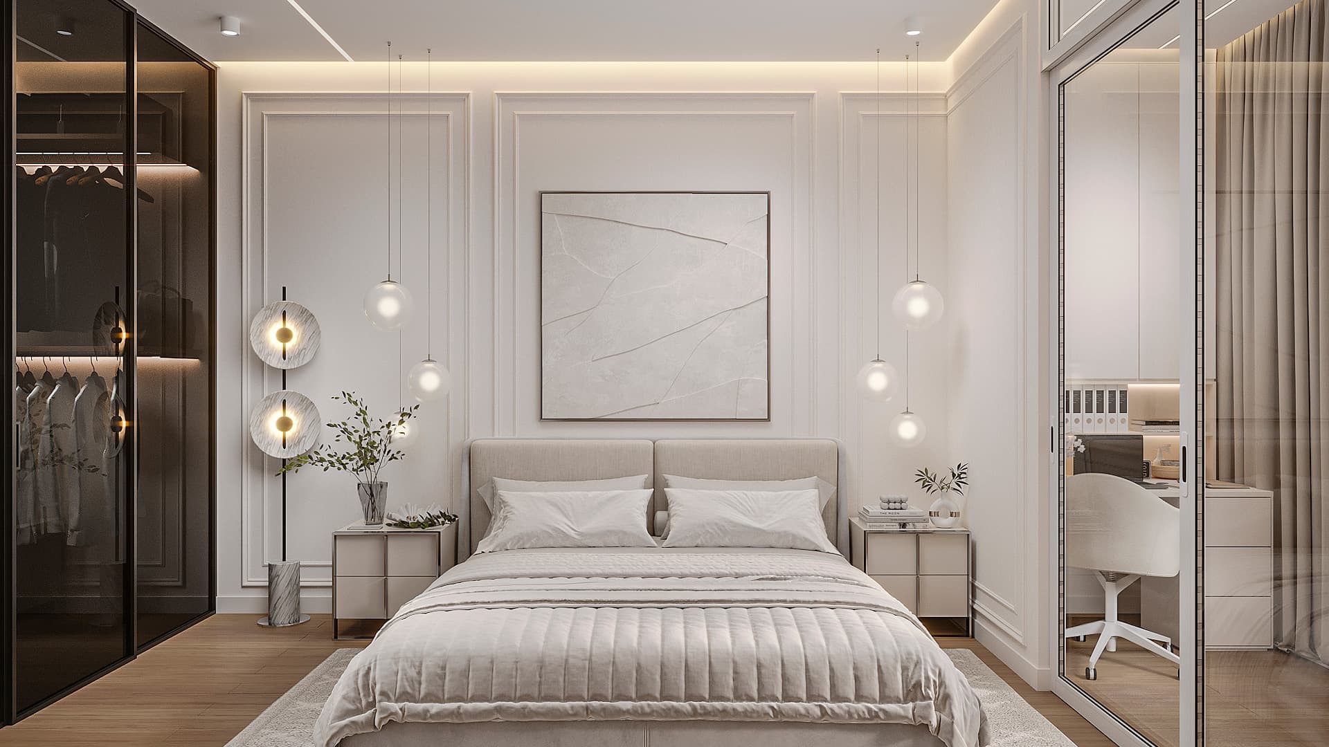 Дизайн спальни в 3-х комнатной квартире Малина-ПРО