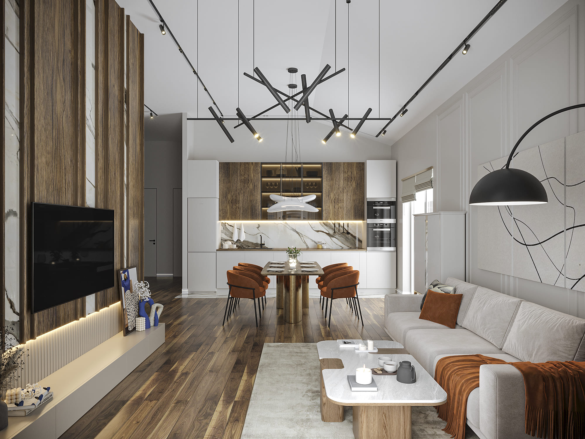 интерьер загородного дома москва современный стиль гостиная